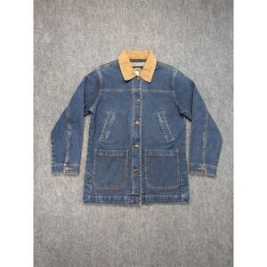 Denim Jean Jacket with Contrast Corduroy Collar - Blue